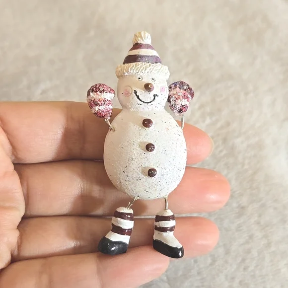 #270 Vintage snowman brooch pin - Picture 3 of 4